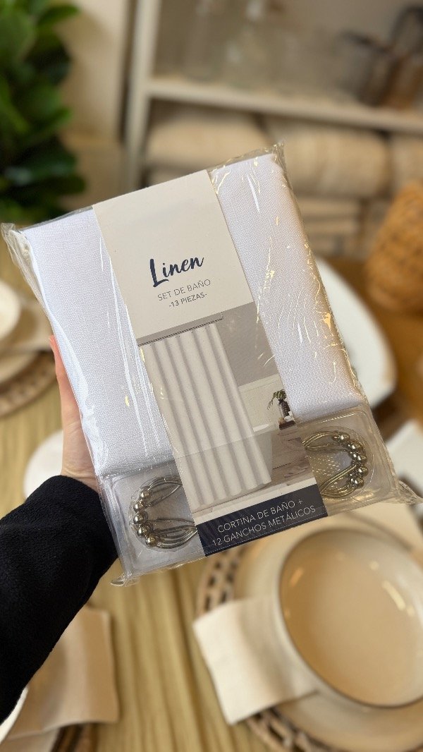 Producto - Cortina Baño Lino Blanco