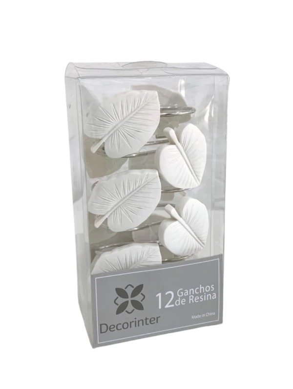 Producto - Ganchos de cortina Decorinter hojas blancas