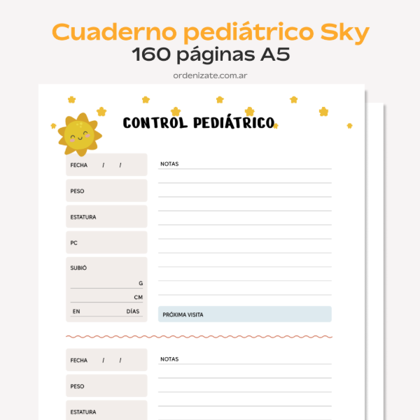 Producto - Cuaderno pediátrico Sky