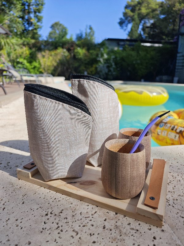 Producto - Combo Bandeja + Yerbera de tela + Azucarera de tela + 2 perita premium + 2 Bomb