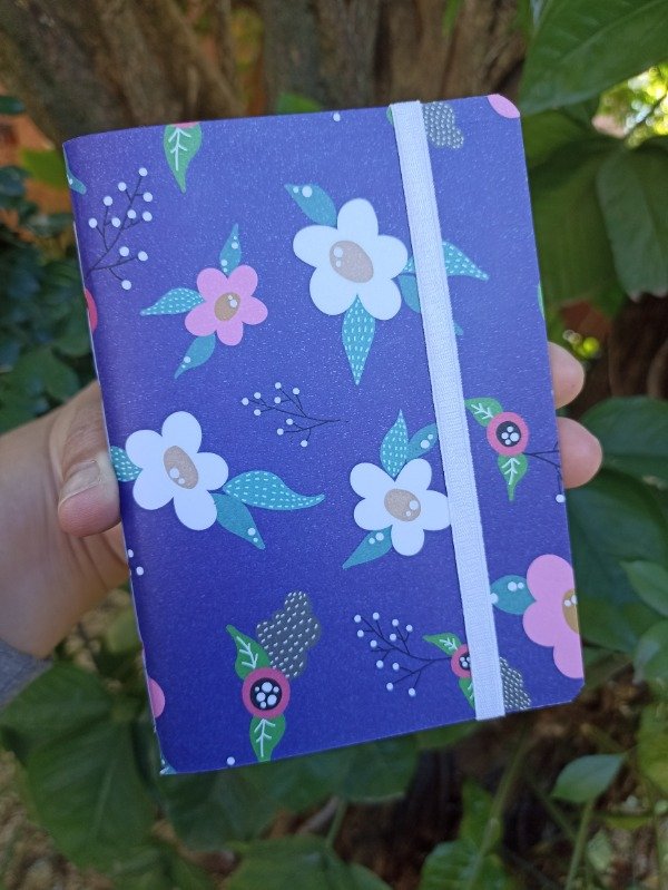Producto - Libretita artesanal flores azul (EN STOCK) - 0
