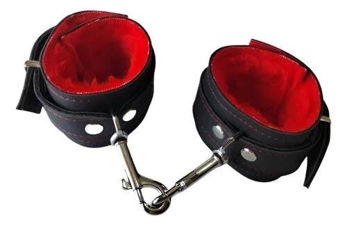 Producto - Esposas de cuero sintético con peluche y mosquetones reforzados