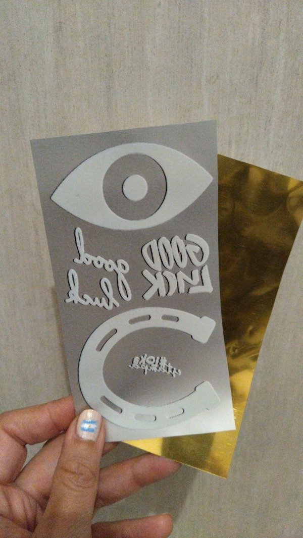 Producto - Termotransferible ORO Tira "S" (7,5x14,5cm) Good Luck #1 grande