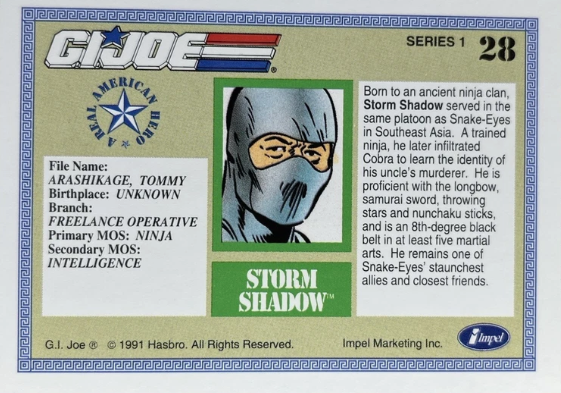 Producto - 1991 Impel G.I. Joe #28 - Storm Shadow - 1