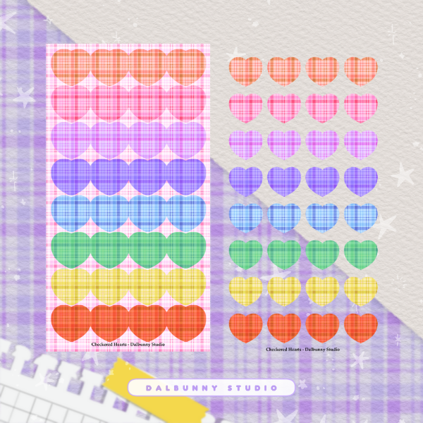 Producto - Checkered Hearts - Planchita de vinilo