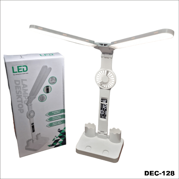 Producto - VELADOR DE ESCRITORIO 3 INTENSIDADES CON RELOJ Y VENTILADOR