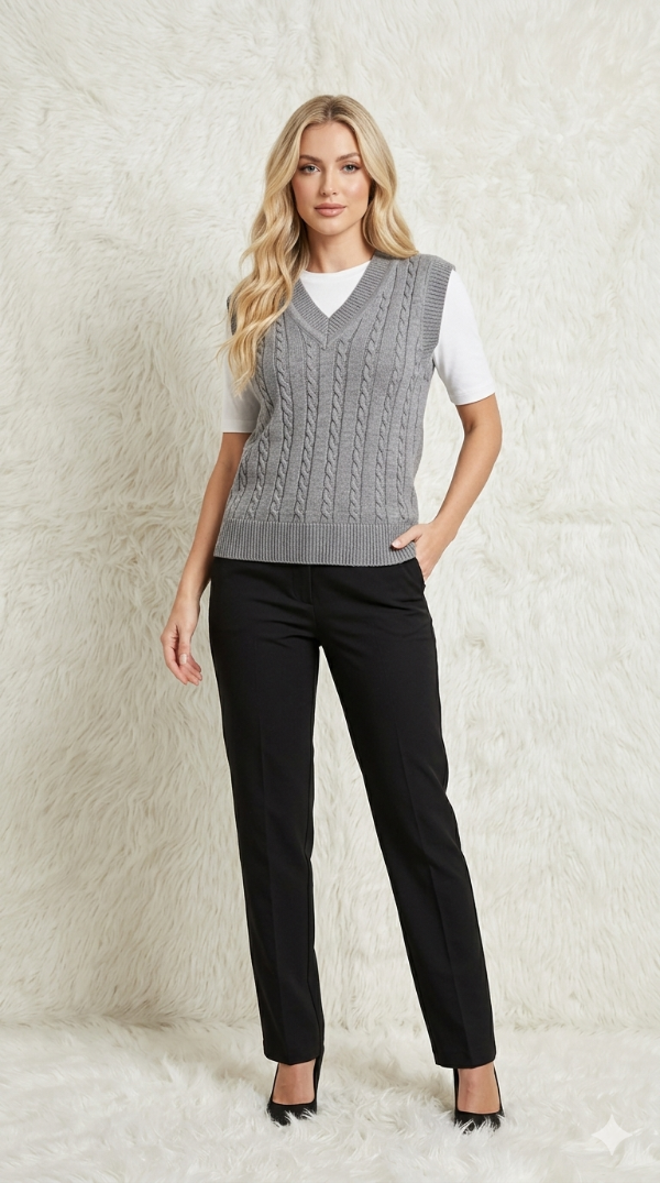 Producto - Chaleco con diseño cuello V gris