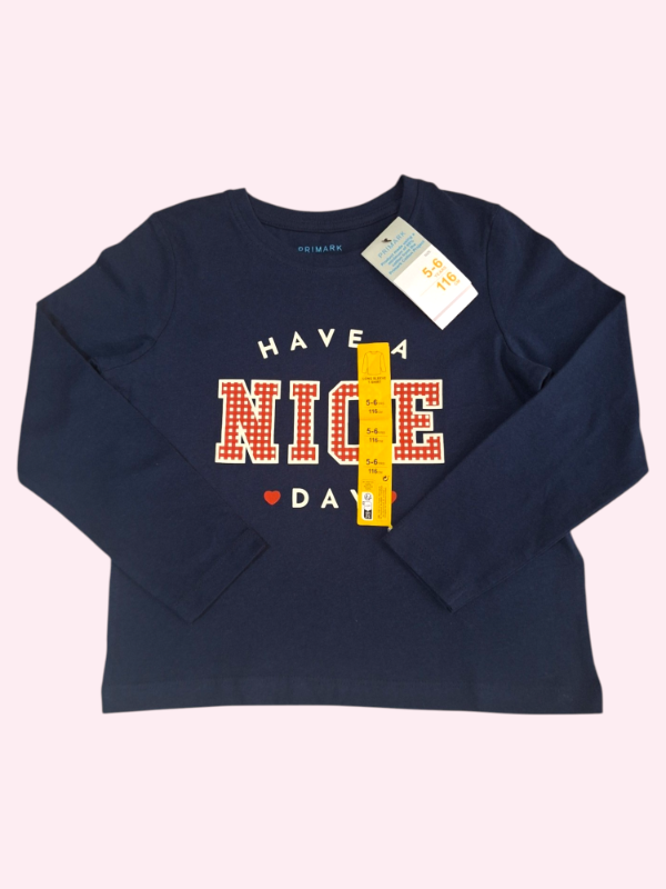 Producto - Remera manga larga color azul HAVE A NICE Primark 5/6 años