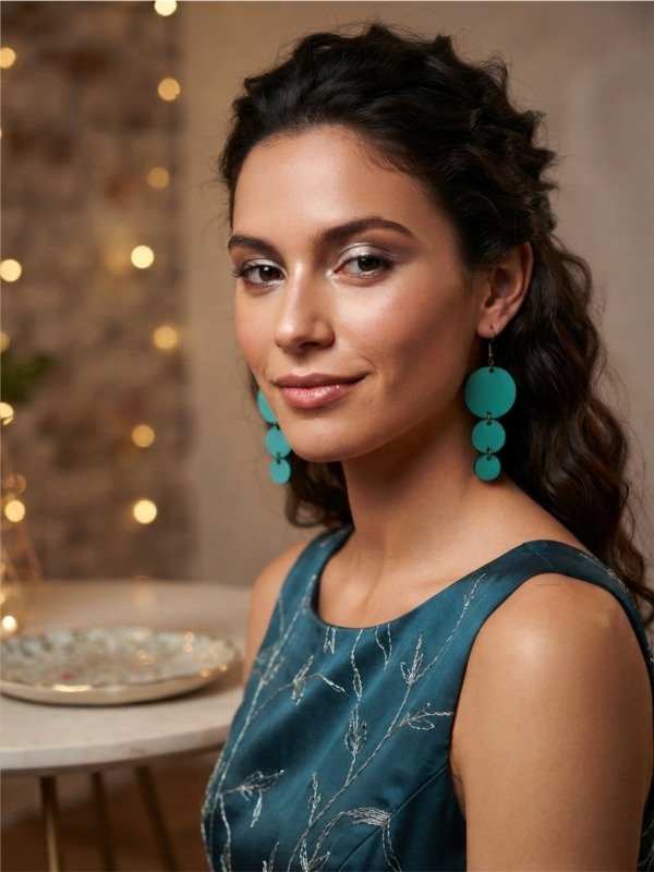 Producto - Aros Racimo / Verde Aqua