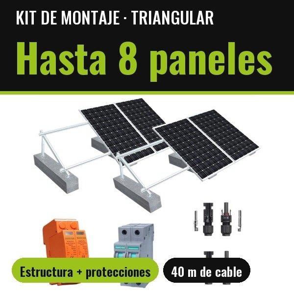 Producto - Kit Montaje TRIANGULAR hasta 8 Paneles Solares FV