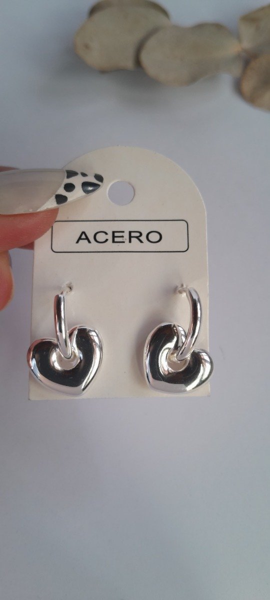 Producto - Aros acero blanco argolla con dije chunky 2mm