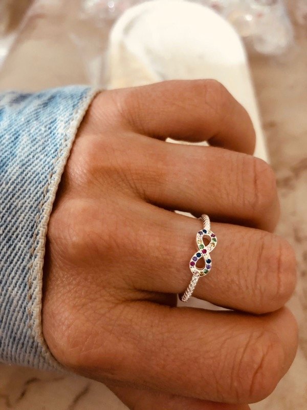 Producto - Anillo infinito multicolores Plata 925