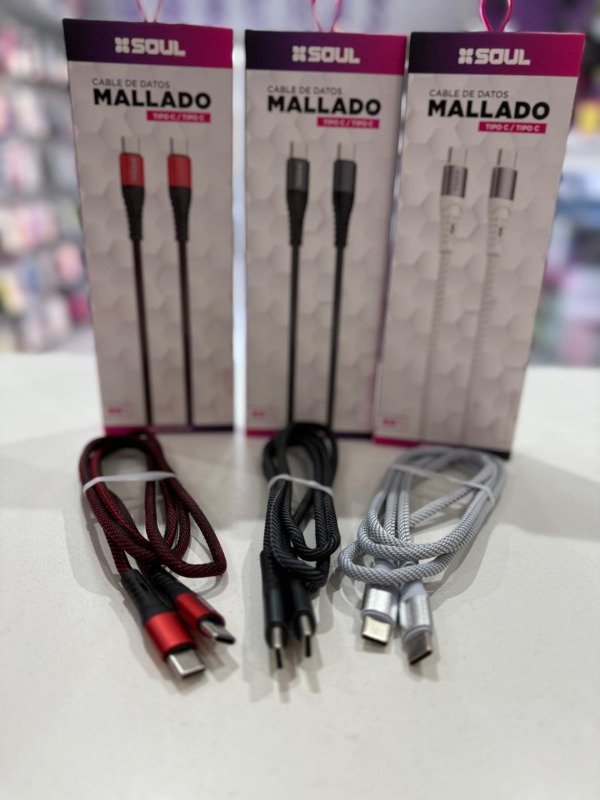 Producto - Cable de Datos y Carga Mallado Tipo C a Tipo C 60W