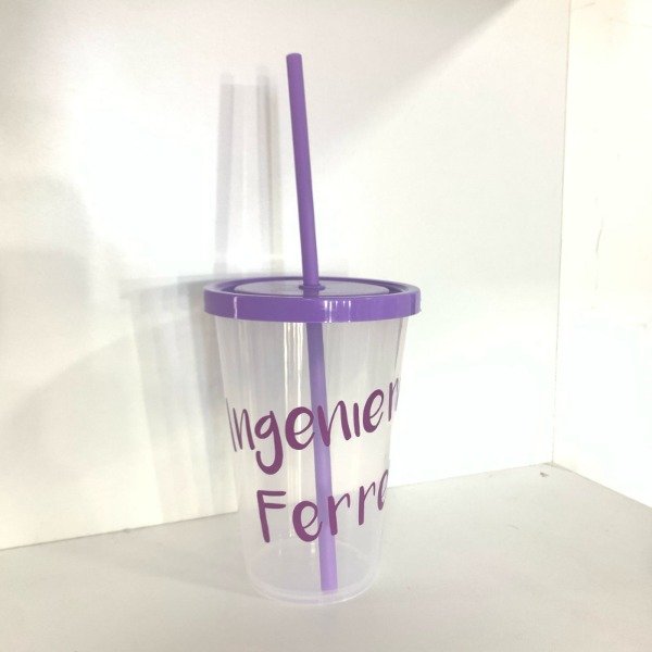 Producto - VASO CON TAPA Y SORBETE + VINILO PERSONALIZADO