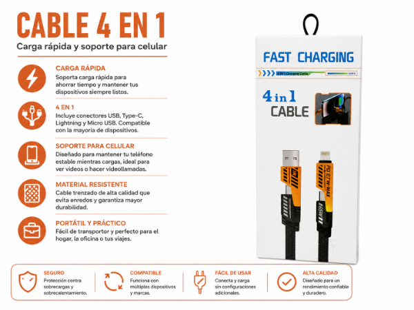Producto - Cable 4 en 1 mallado