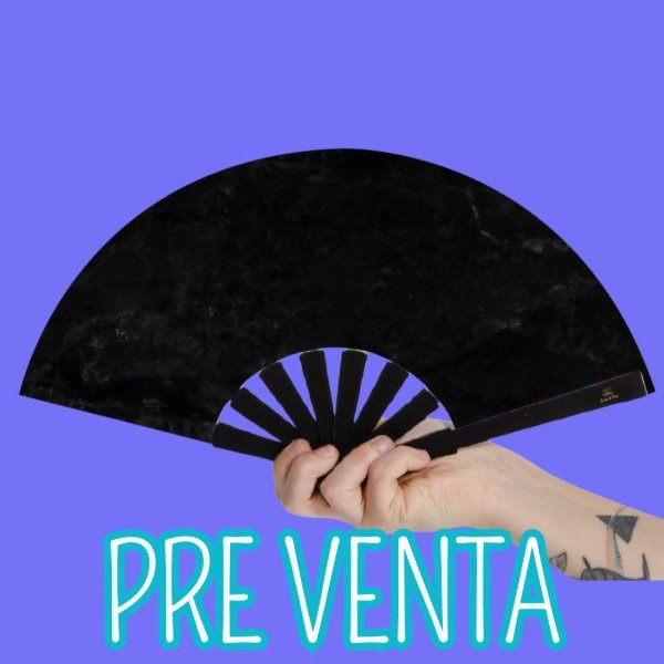 Producto - -PREVENTA- Abanico Pocket "Negro Marmolado" -CON ACCESORIOS-