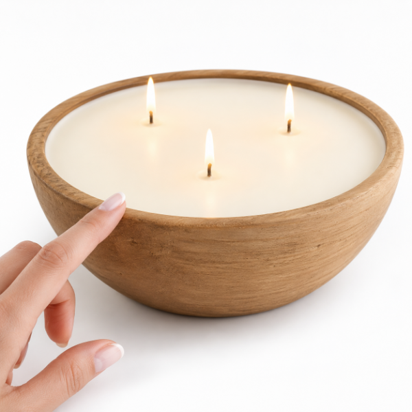 Producto - Velas - Cuenco Madera - 12x5 Cms
