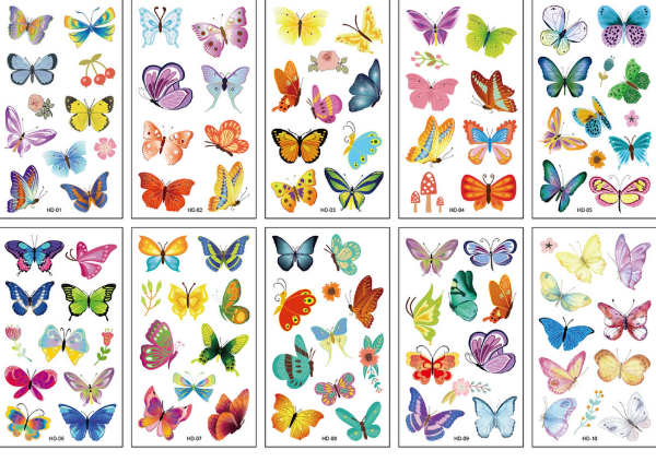 Producto - Tatuaje temporal mariposas x 10 planchas