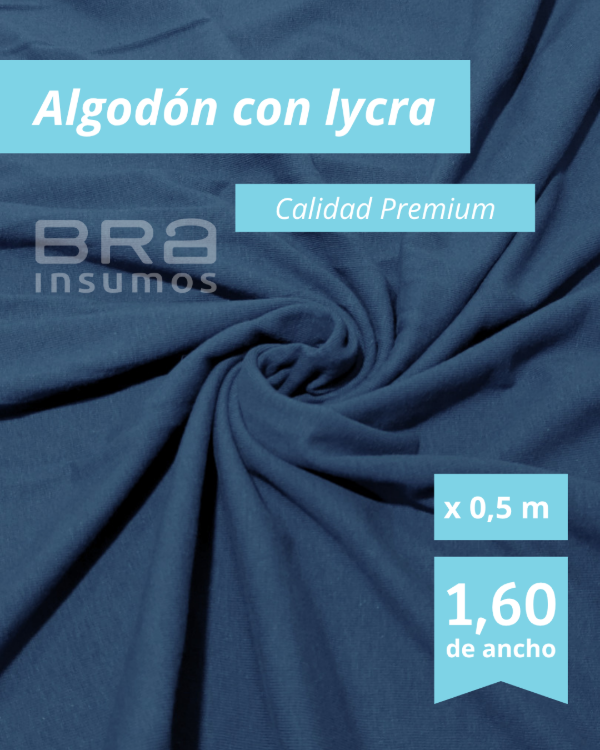 Producto - Algodón con Lycra Premium 1,6 m de Ancho - Azul Marino (x 1/2 Metro)
