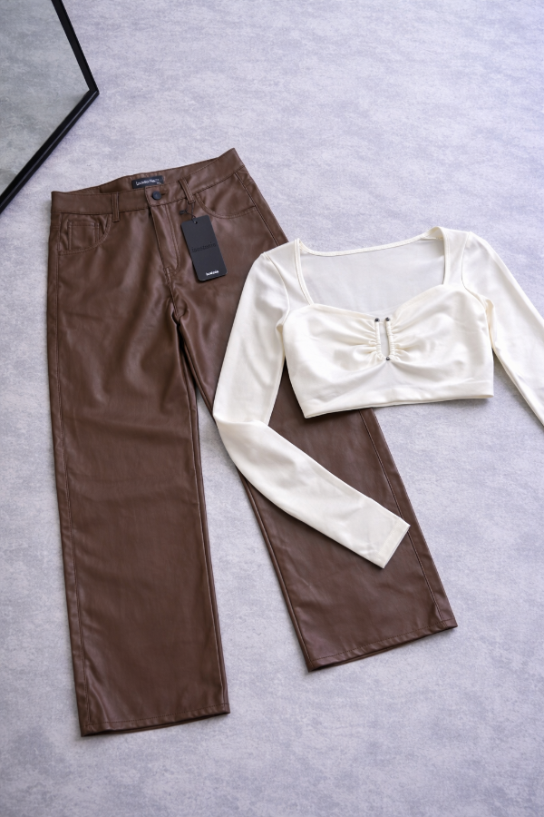 Producto - Pant Wide Cuero Isostasia Marron