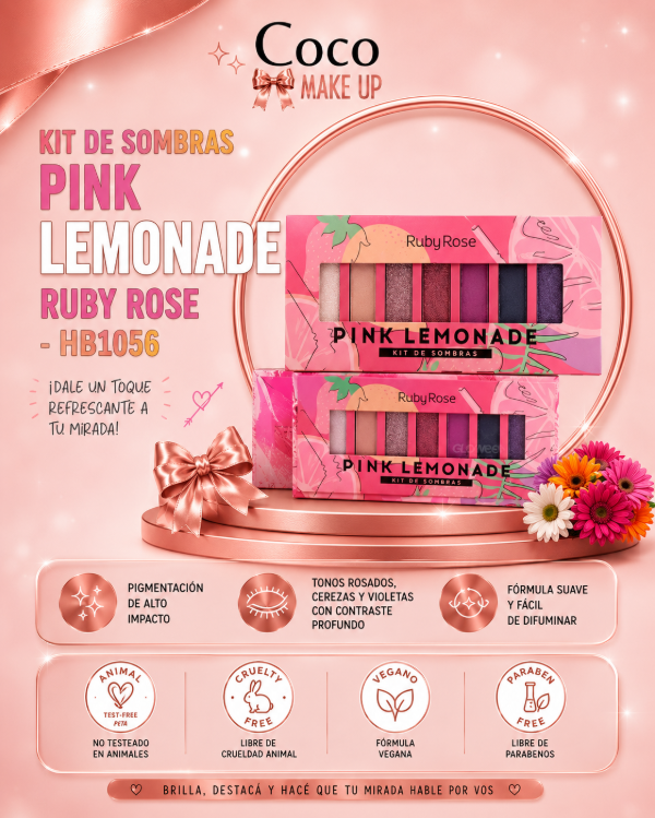 Producto - KIT DE SOMBRAS PINK LEMONADE - RUBY ROSE - HB-1056