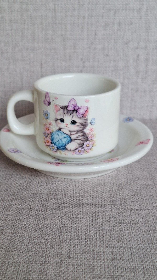 Producto - Tacita con plato gatitos - 0