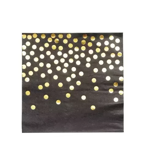 Producto - Servilletas con stamping x10un color negra lunares dorados