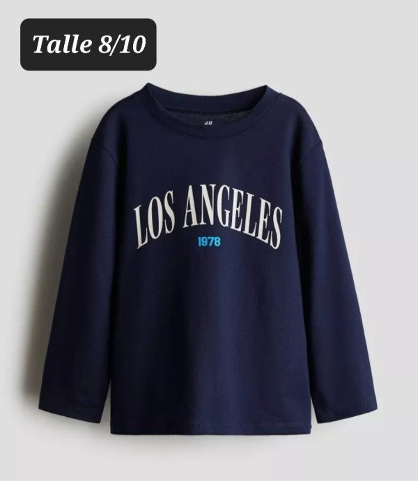 Remera manga larga HyM talle 8/10 azul