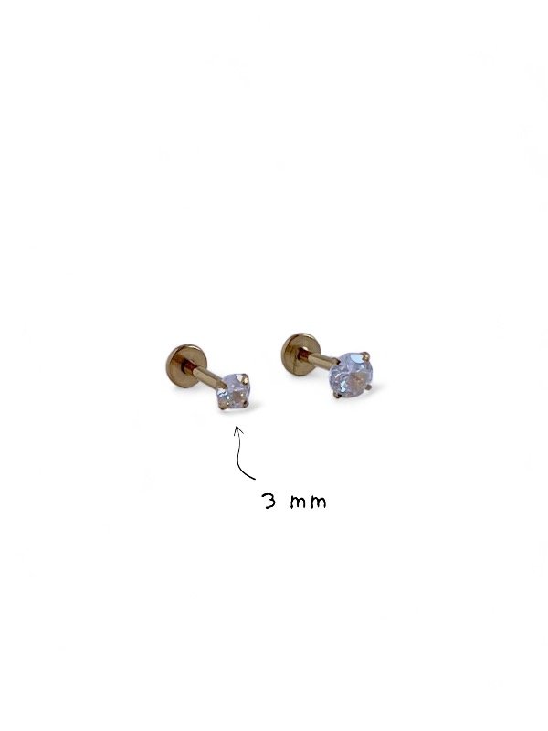 Producto - PIERCING STUD CUBIC 3 mm GOLD (Unidad)