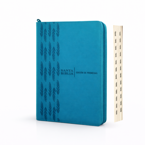 Producto - BIBLIA DE PROMESAS - LETRA GIGANTE  - TURQUESA CON CIERRE - INDICE