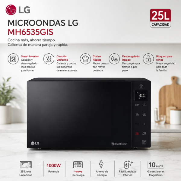 Producto - MICROONDAS LG NEOCHEF 25 LTS SMART INVERTER MH6535GIS