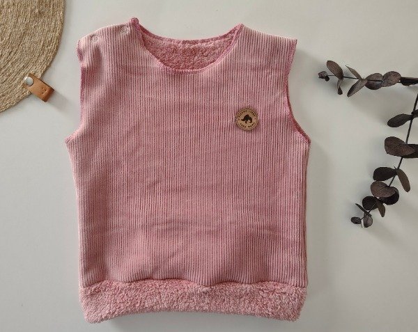 Producto - Chaleco Corderoy + Corderito: ROSA DIOR