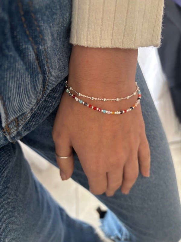 Producto - Pulsera doble bolitas + piedritas