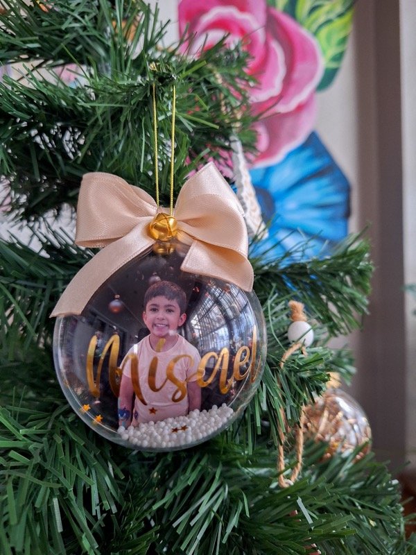 Producto - Esfera de Navidad Foto + Nombre Vinilo