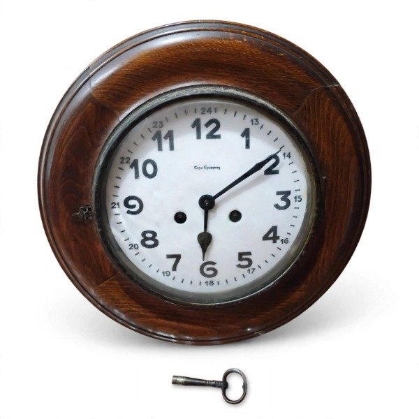 Producto - Reloj Casa Escasany-Aleman D.R.G.M. 1092862-Ojo de buey-Funciona-Llave original - 1