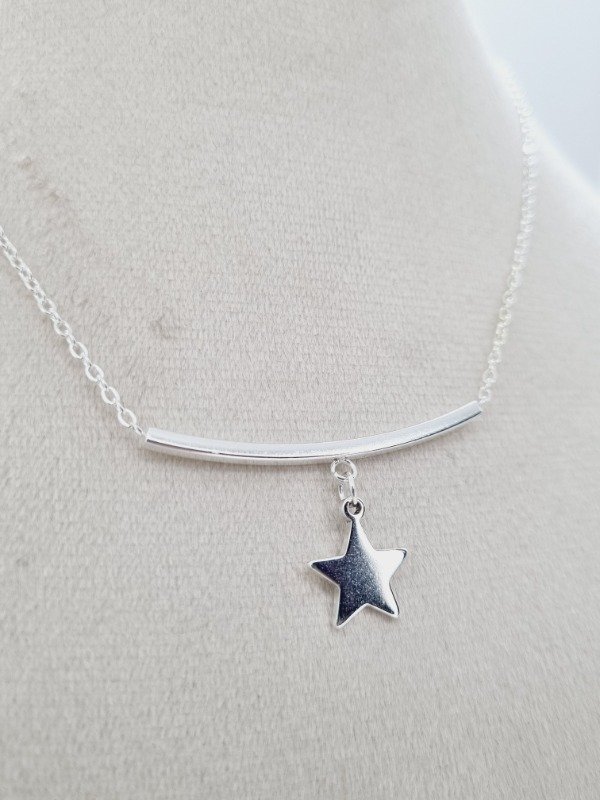 Producto - Cadena acero blanco dije lineal colgante estrella cxx929