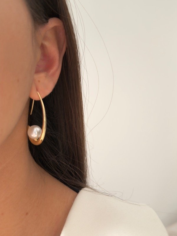 Producto - Semi argollas doradas kala perla - 2