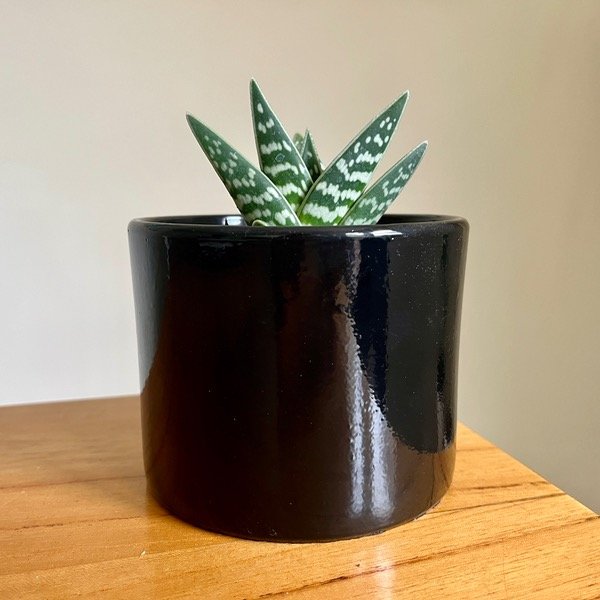 Producto - Maceta Cilindrica 12cm Esmaltada Negra