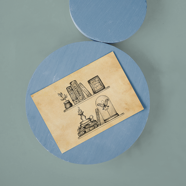 Producto - Print Estante de libros Dark Academia texturado a6