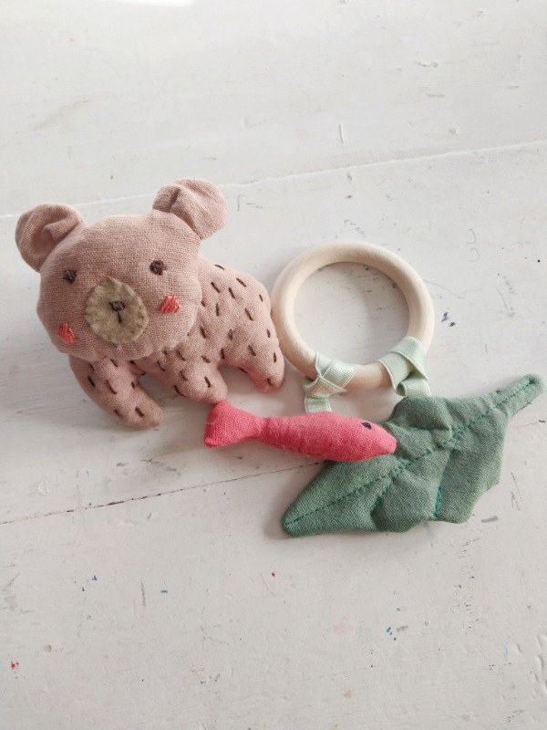 Producto - Kit Bebe Sonajero + Mordillo Oso