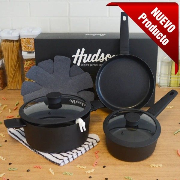 Producto - Bateria De Cocina Hudson 5 Pzs Daily Aluminio Antiadh Negro