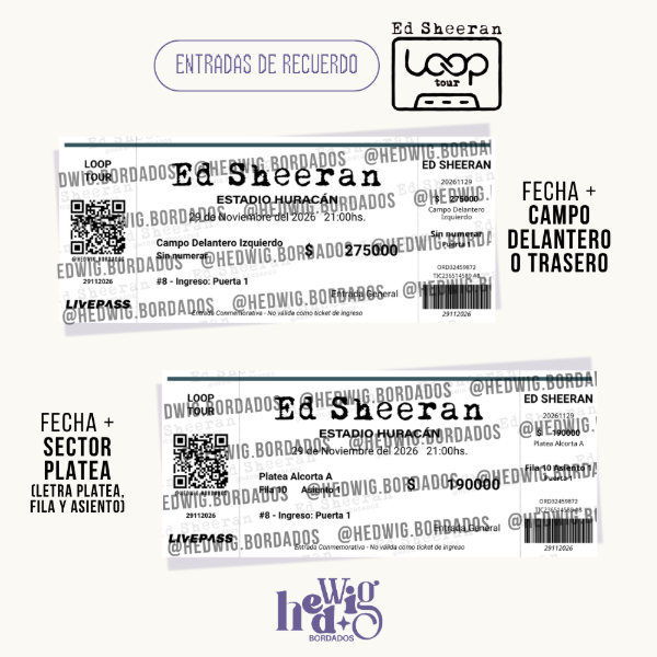 Producto - Entradas de recuerdo 14x6 SIMIL REALES - ED SHEERAN Loop Tour Huracan