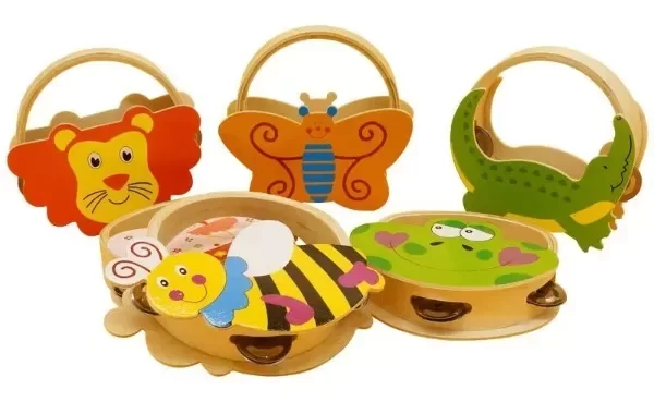 Producto - PANDERETA DE MADERA. FORMAS DE ANIMALES