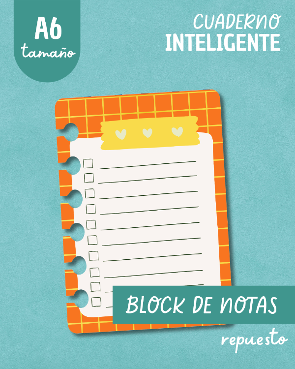 Producto - Block de notas A6 - Cuadrillé naranja