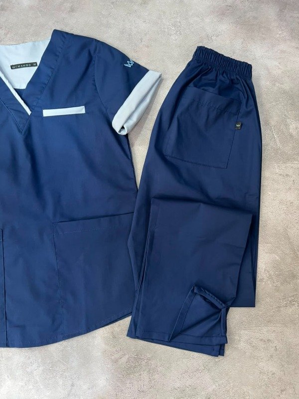 Producto - AMBO INDIGO SPANDEX (Azul detalle Celeste) - 2