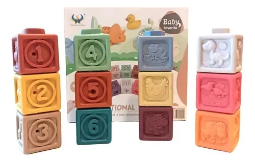 Producto - Set de 9 cubos sensoriales de silicona