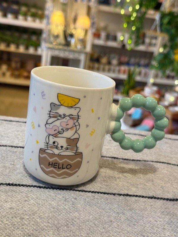 Producto - Taza flower cat aqua -(Efectivo: 6.800)