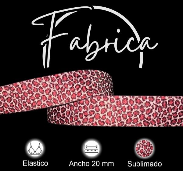 Producto - Bretel sublimado 20 mm animal print flores bordo (1 metro)