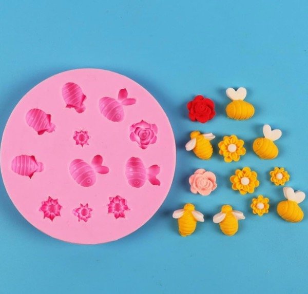 Producto - MOLDE SILICONA ABEJITAS Y FLORES