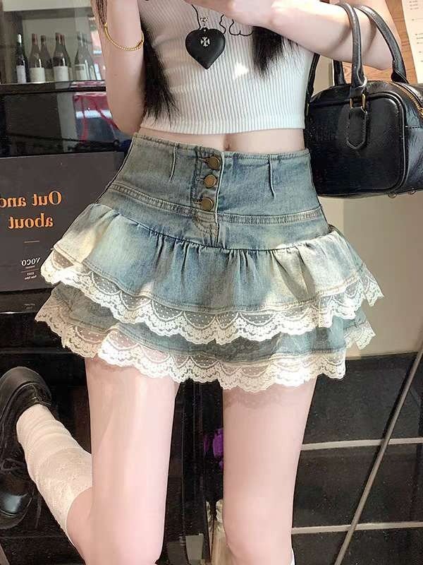 Producto - Pollera de jean con volado